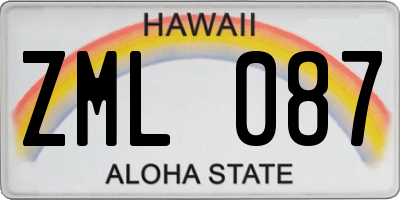 HI license plate ZML087