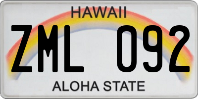 HI license plate ZML092