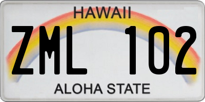 HI license plate ZML102