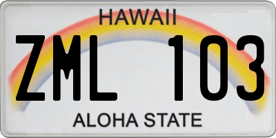 HI license plate ZML103
