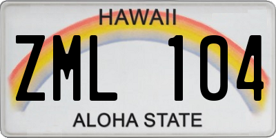 HI license plate ZML104