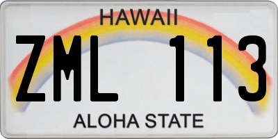 HI license plate ZML113