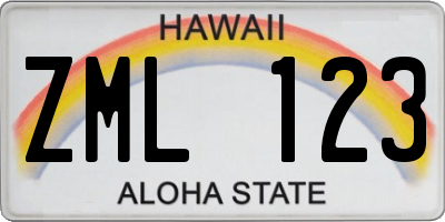 HI license plate ZML123