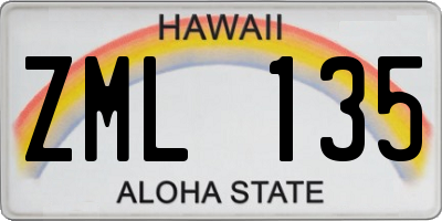 HI license plate ZML135