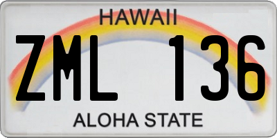 HI license plate ZML136
