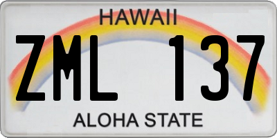 HI license plate ZML137