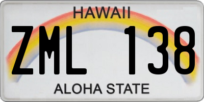 HI license plate ZML138