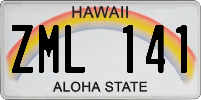 HI license plate ZML141