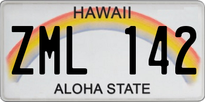 HI license plate ZML142