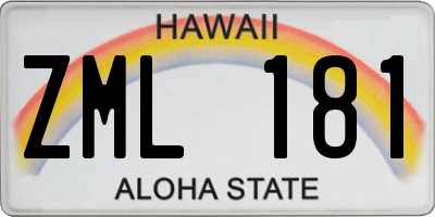 HI license plate ZML181