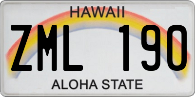 HI license plate ZML190