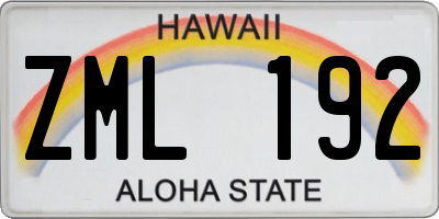 HI license plate ZML192