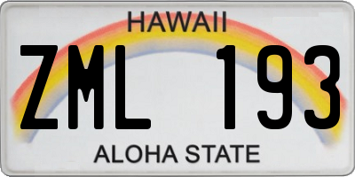 HI license plate ZML193