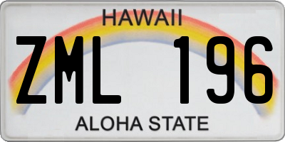 HI license plate ZML196