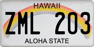 HI license plate ZML203