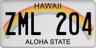 HI license plate ZML204