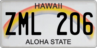 HI license plate ZML206