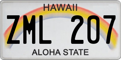 HI license plate ZML207