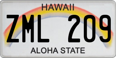 HI license plate ZML209