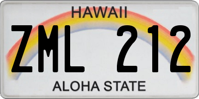 HI license plate ZML212