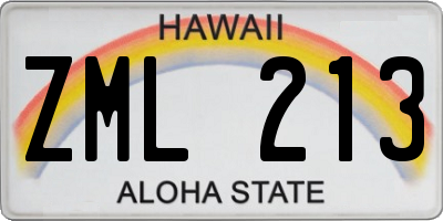 HI license plate ZML213