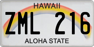 HI license plate ZML216