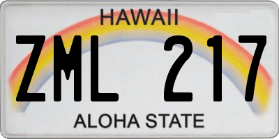 HI license plate ZML217