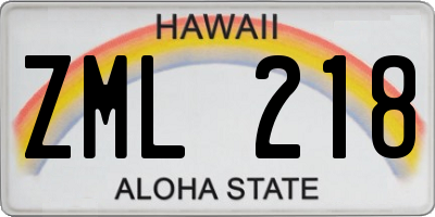 HI license plate ZML218