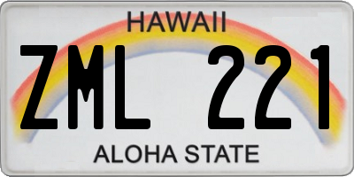 HI license plate ZML221