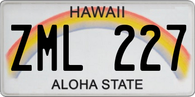 HI license plate ZML227
