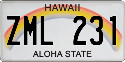 HI license plate ZML231