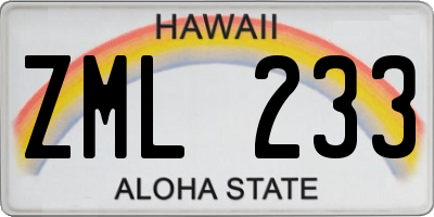 HI license plate ZML233