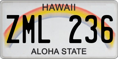 HI license plate ZML236