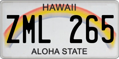 HI license plate ZML265