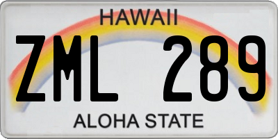 HI license plate ZML289