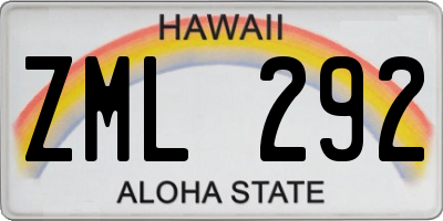 HI license plate ZML292
