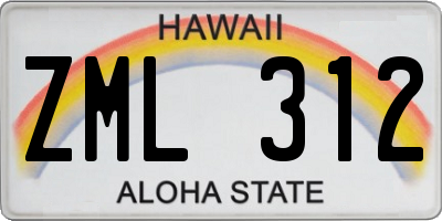 HI license plate ZML312