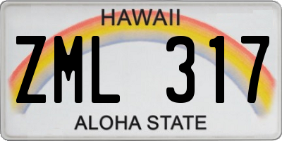 HI license plate ZML317