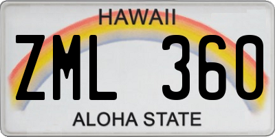 HI license plate ZML360