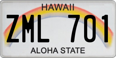 HI license plate ZML701