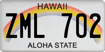 HI license plate ZML702