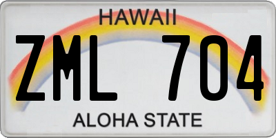 HI license plate ZML704