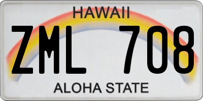 HI license plate ZML708