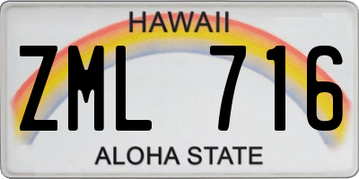 HI license plate ZML716