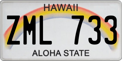 HI license plate ZML733
