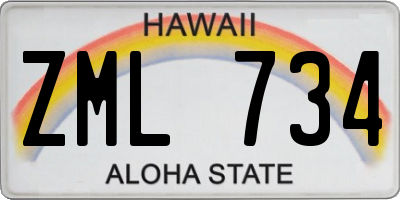 HI license plate ZML734