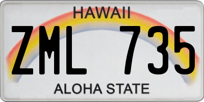 HI license plate ZML735