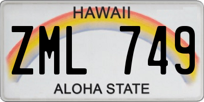 HI license plate ZML749