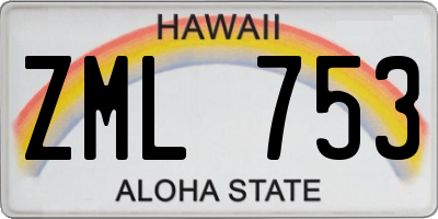 HI license plate ZML753