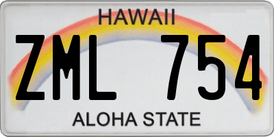HI license plate ZML754
